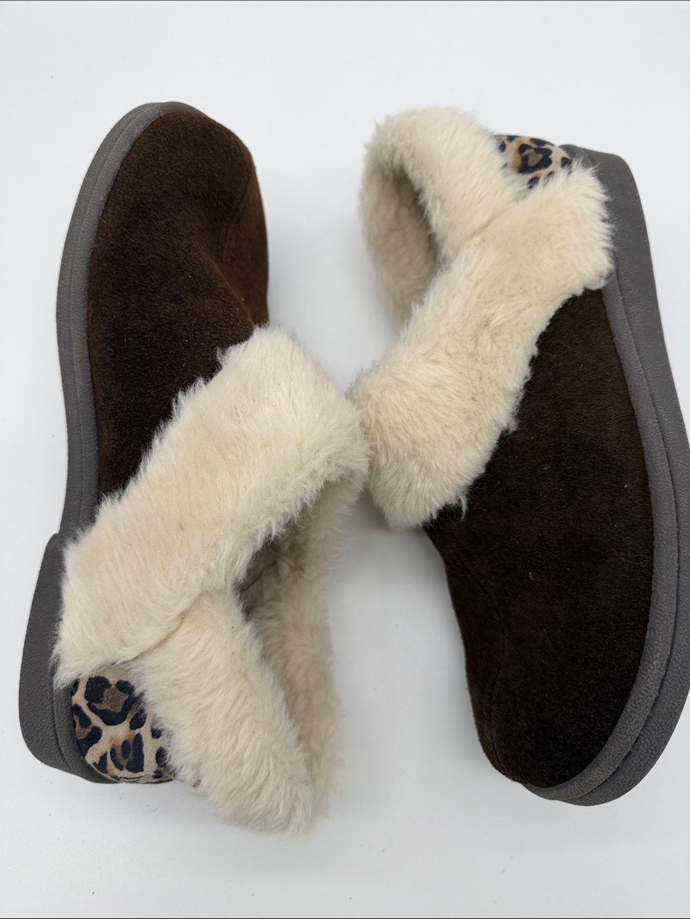Clarks Suede type Faux Fur Lined Comfortable Rounded Toe Ankle Slippers